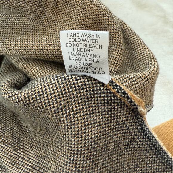 Entro Cheetah Print Mock Neck Oversized Cozy Knit Sweater Tan Drop Shoulder M - Picture 11 of 15